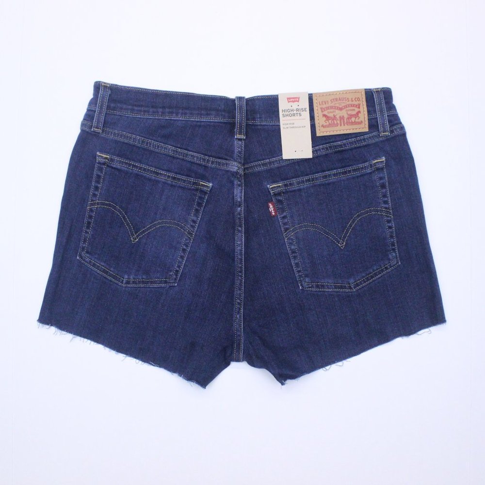 Women's Levi's High-Rise Frayed Blue Jean Shorts (728780019) Carbon Copy 10/W30 - Picture 3 of 3